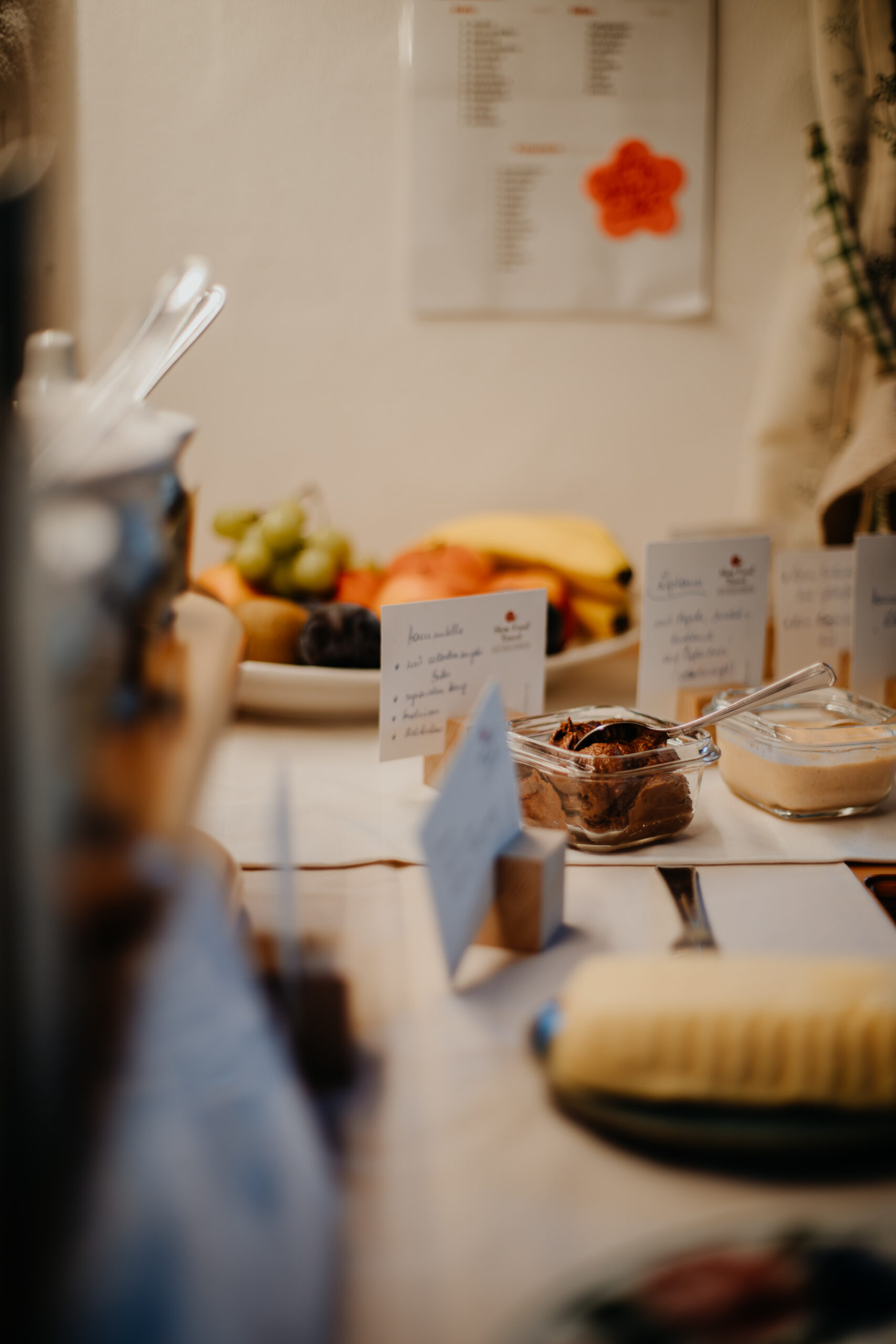 Buffet mit selbsterzeugten Spezialitäten